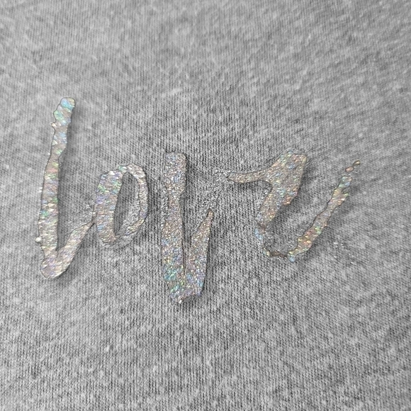 Vs Grey Glitter Love T-Shirt - Picture 3 of 5